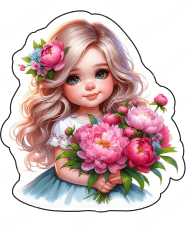 Девочка с цветами в руках (160)