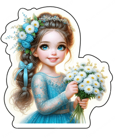 Девочка с цветами в руках (130)