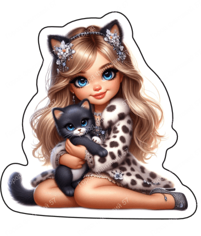 Девочка с котом (100)